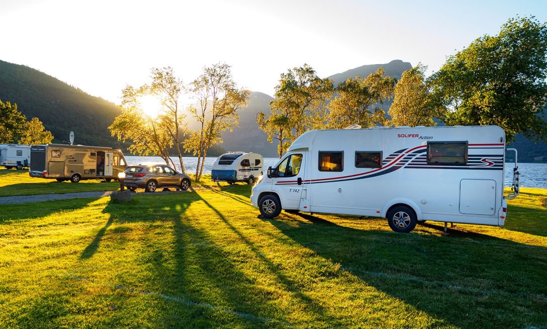 campervans parked in green space